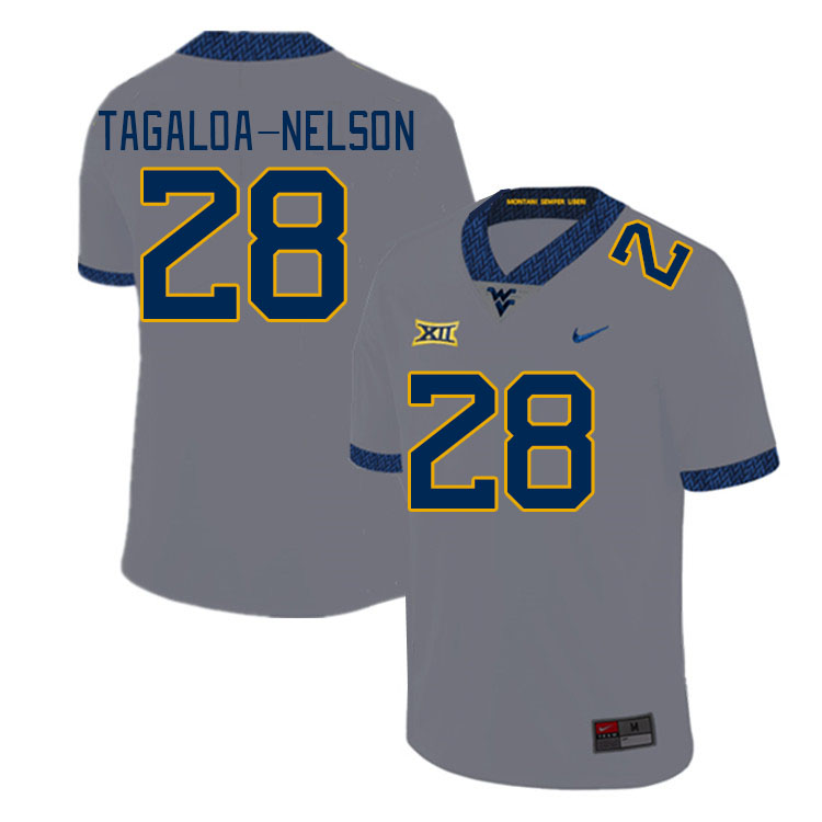 Men #28 Aden Tagaloa-Nelson West Virginia Mountaineers College Football Jerseys Stitched Sale-Gray